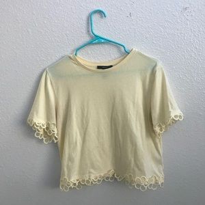 Forever 21 Yellow Shirt With Floral Edges